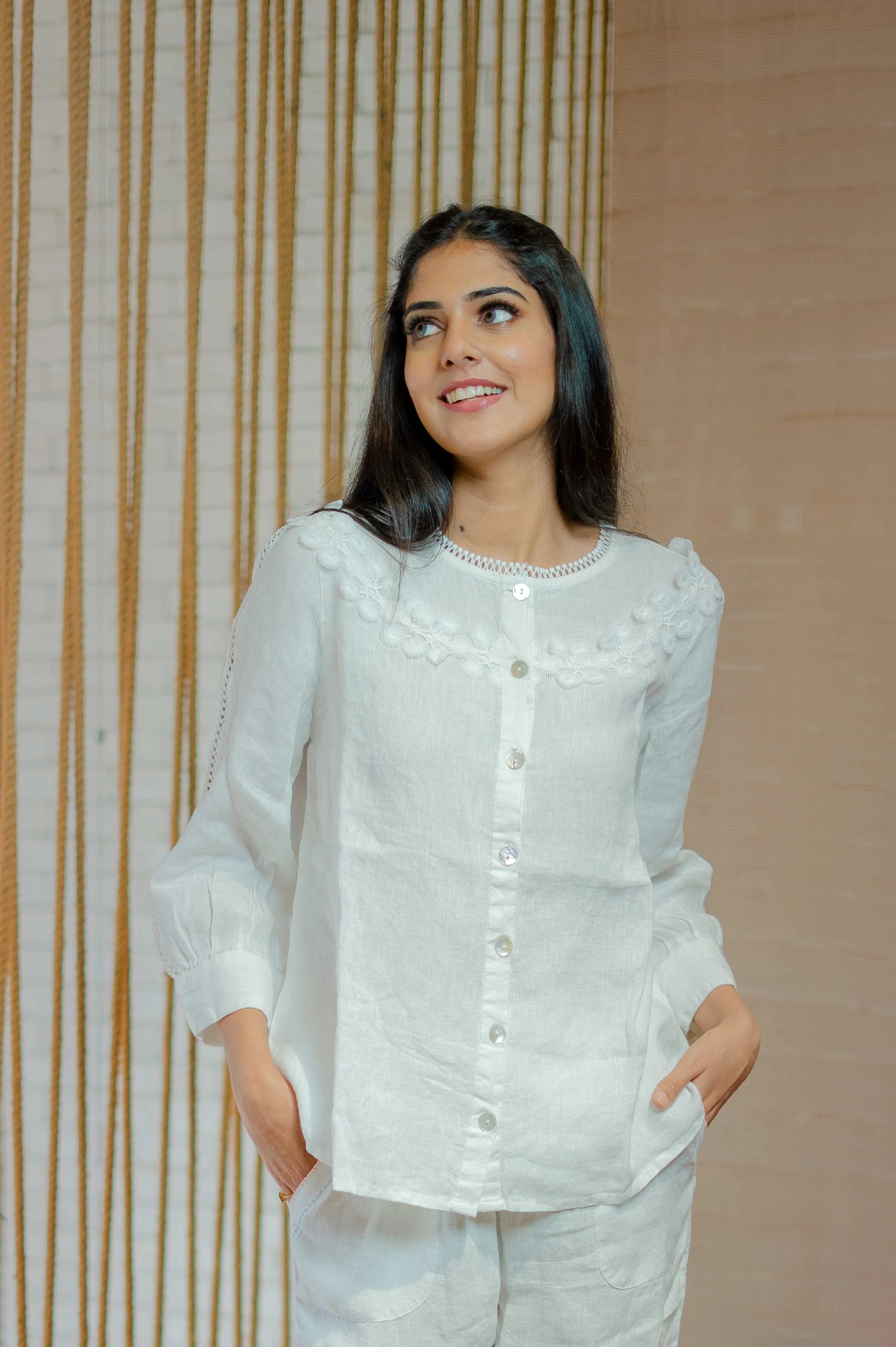 100% Pure Linen White A-Line Shirt Dress / Tunic – EARTHICA