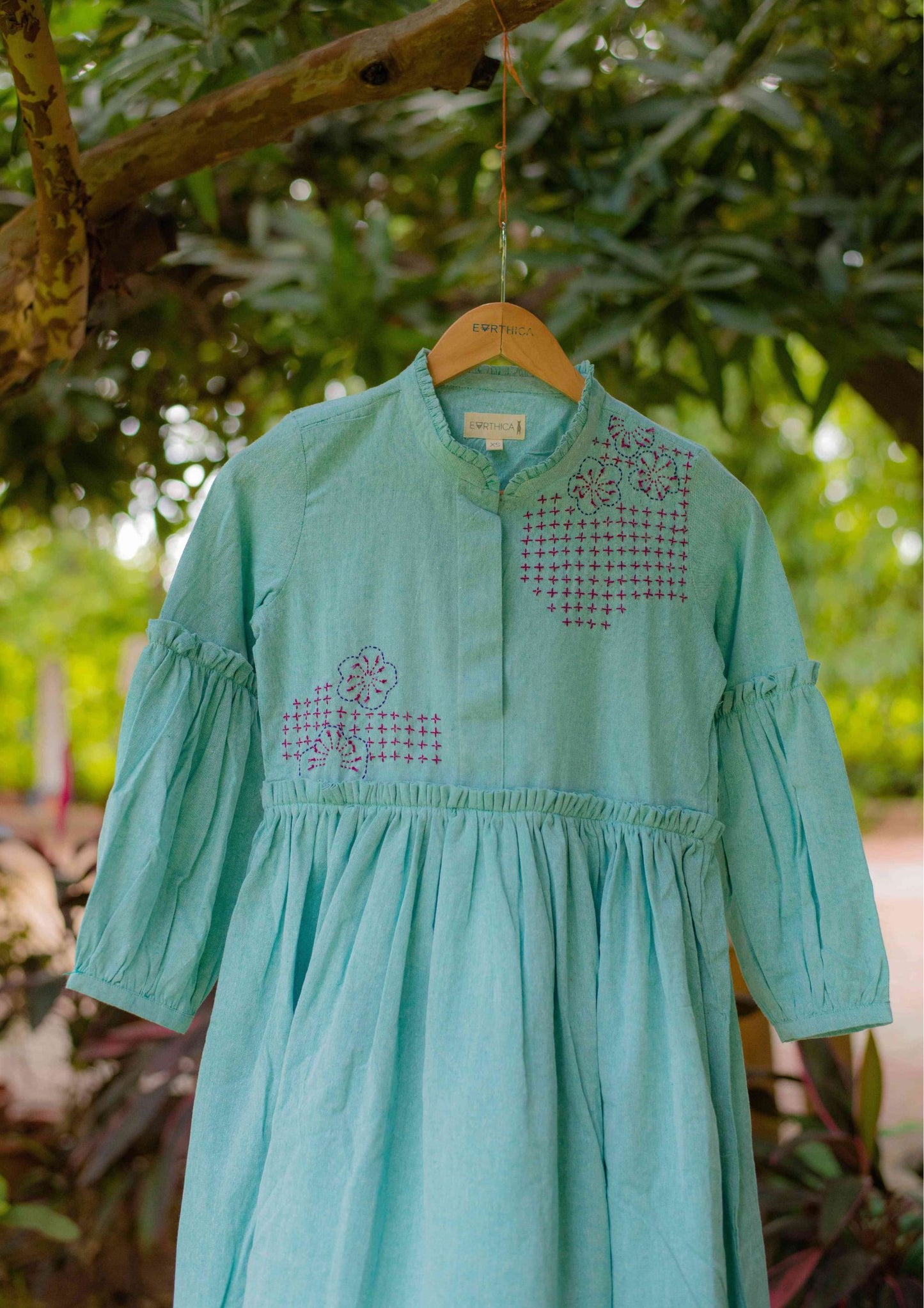 Green Hand Embroidered Dress