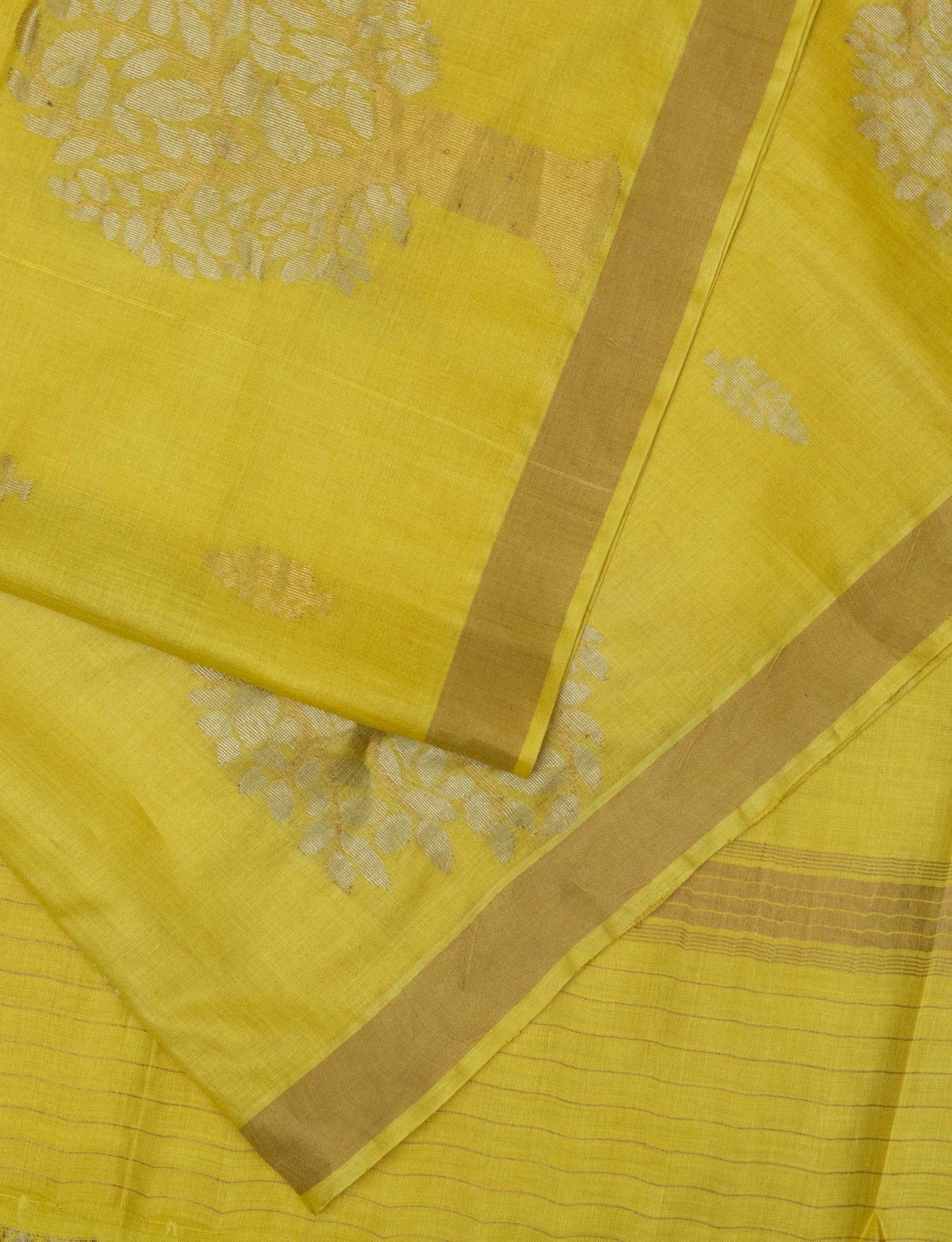 Handwoven Pure Tussar Soft Silk Yellow Saree