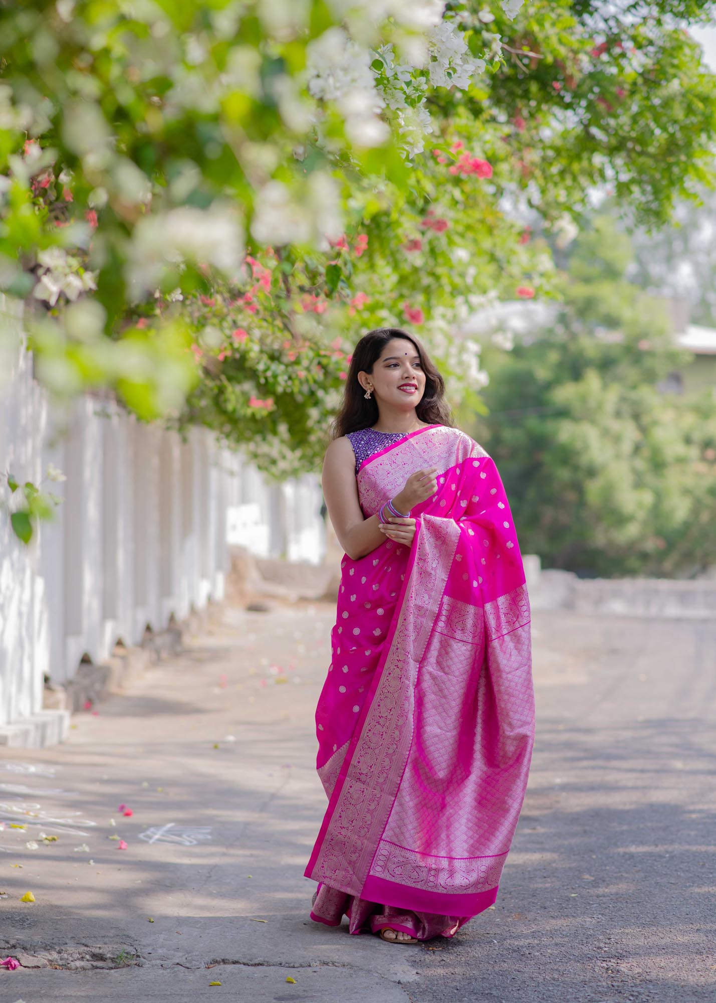 Rani Pink Pure Silk Handloom Kanchi Saree