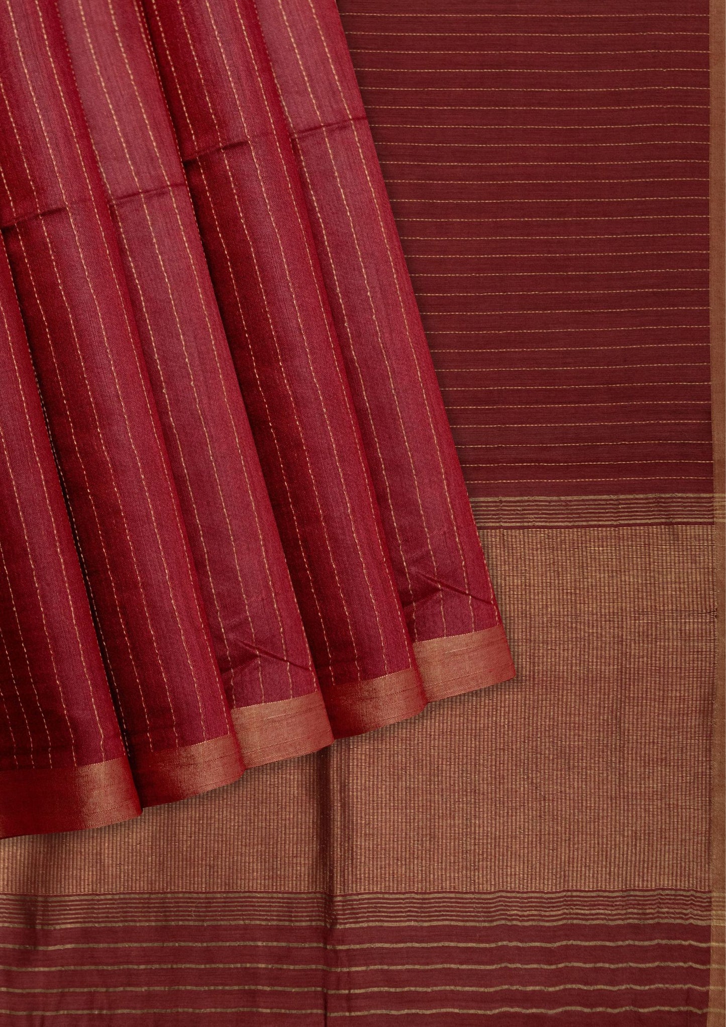 Handwoven Pure Tussar Soft Silk Saree in Brown color