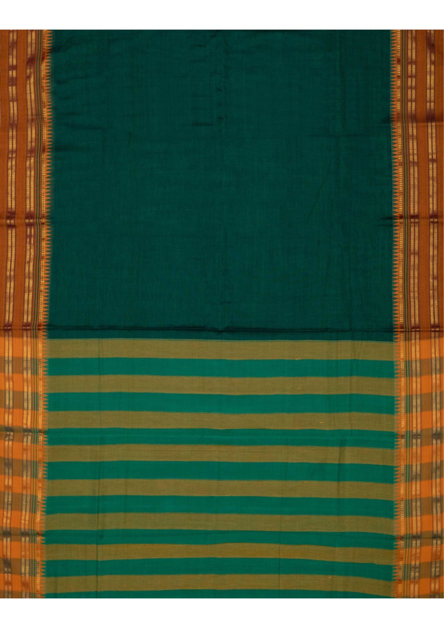 Narayanpet Green Cotton Saree with Golden Zari Border