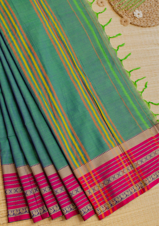Narayanpet Green Cotton Saree