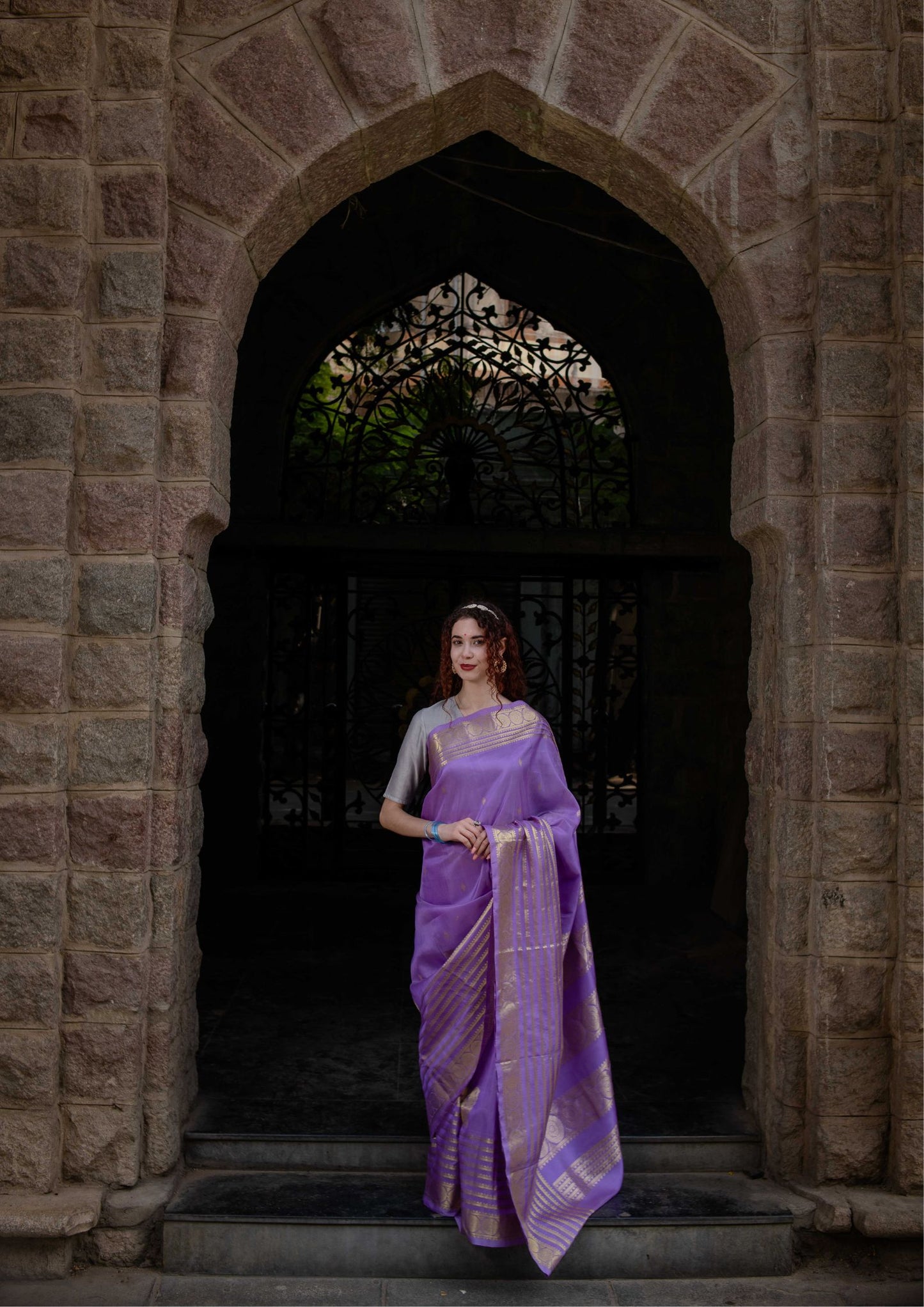 Pure Silk Handloom Kanchi Saree in Violet Colour