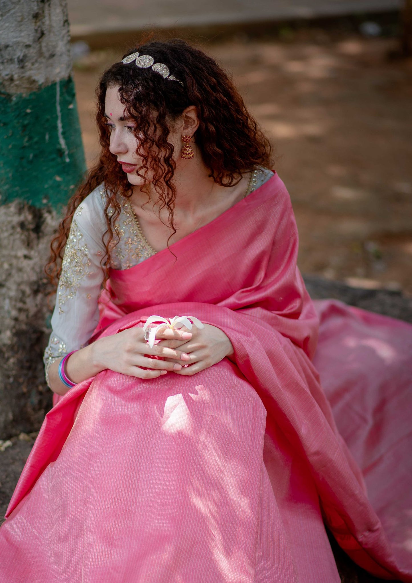Pure Silk Handloom Kanchi Saree in Pink Colour
