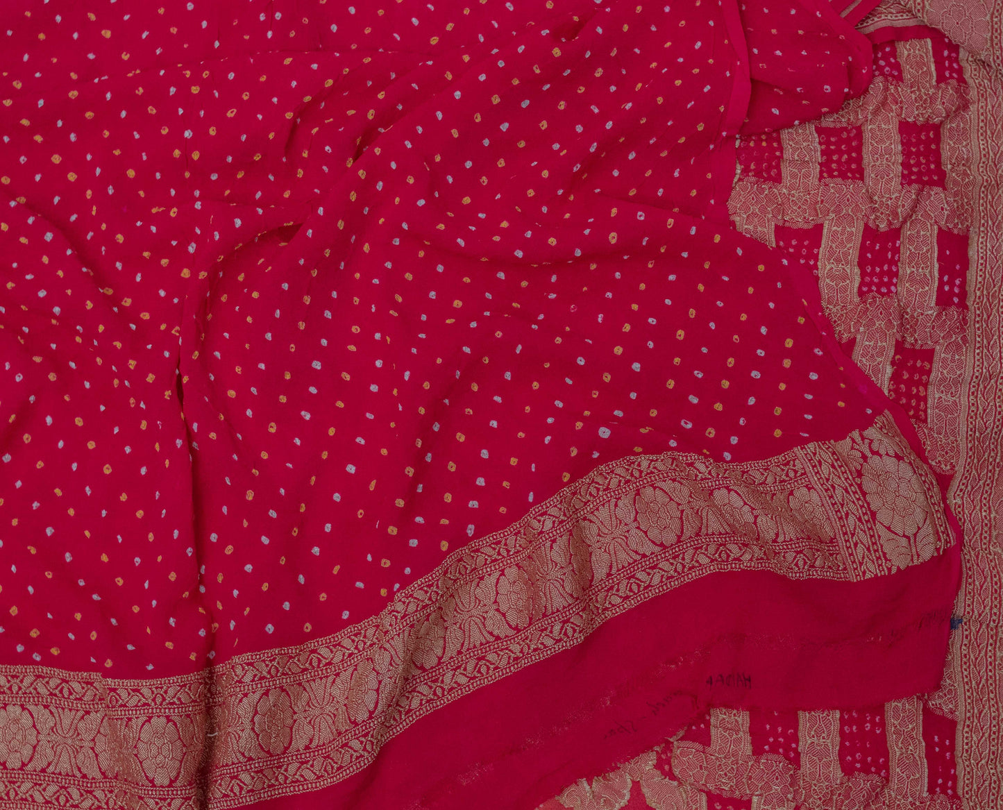 Pure Georgette Banarasi Zari Woven Pink Bandhani Saree