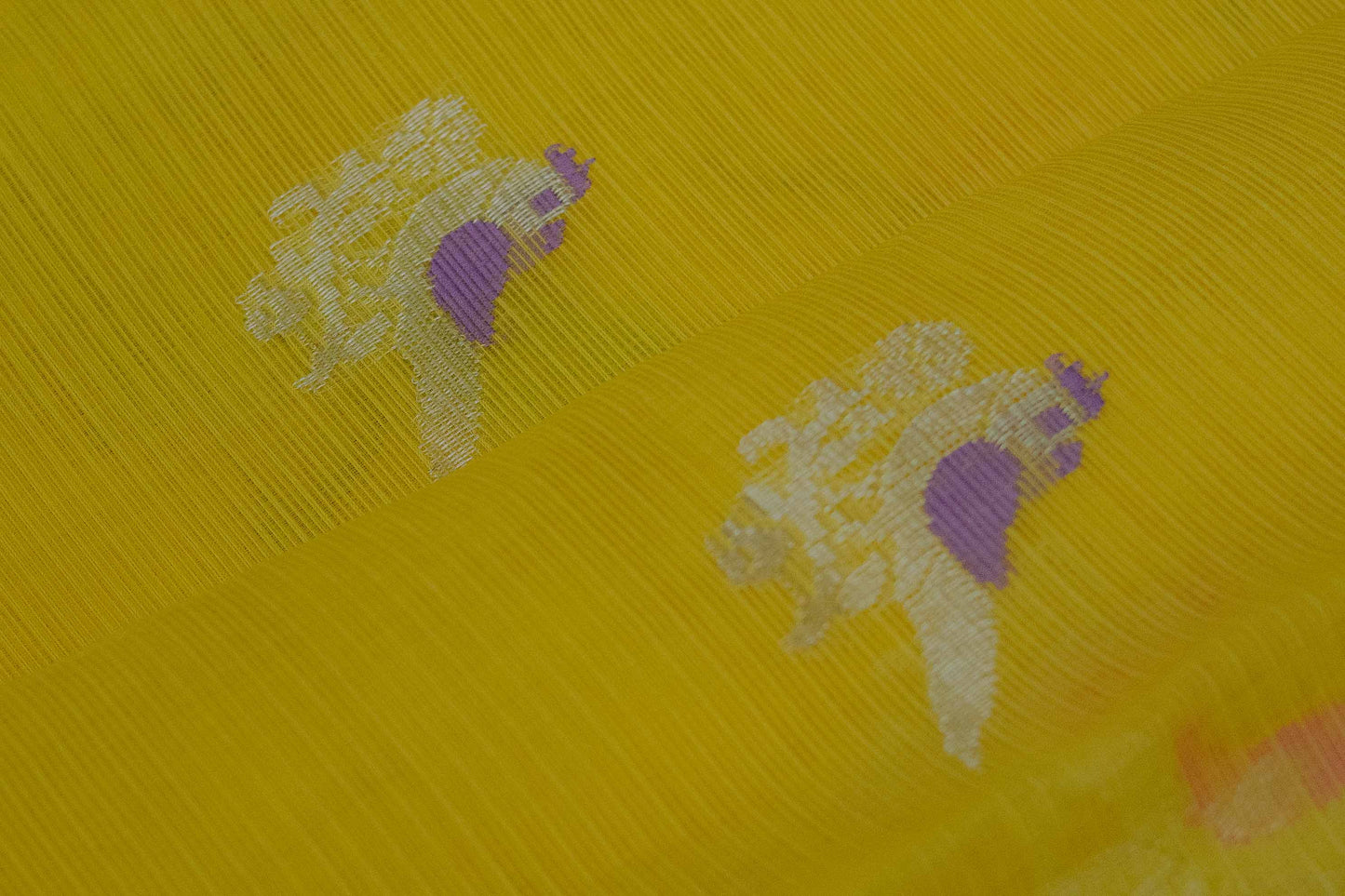 Yellow Handloom Pure Zari Tissue Kota Saree