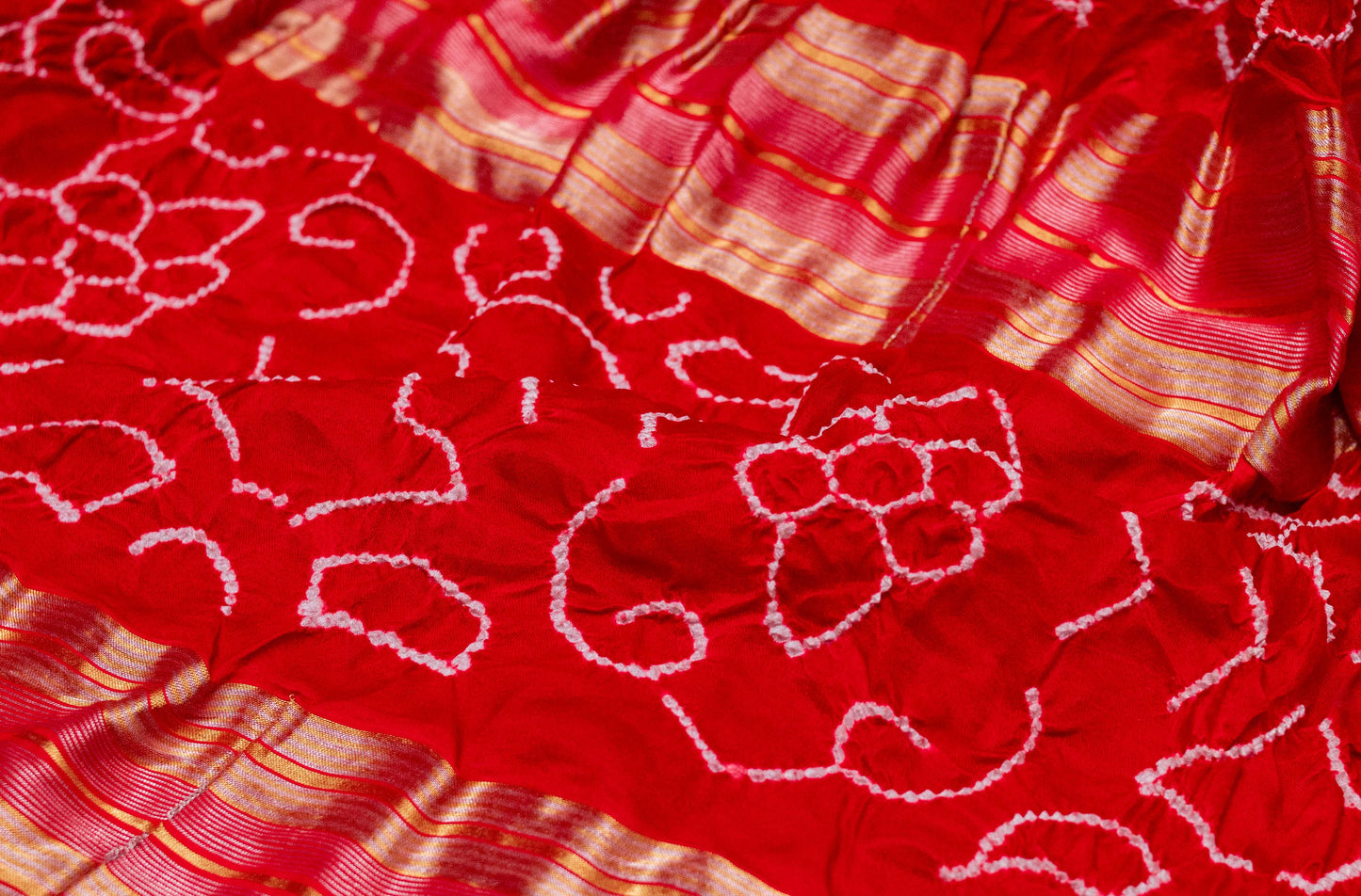 Pure Gajji Silk Red Bandhani Saree