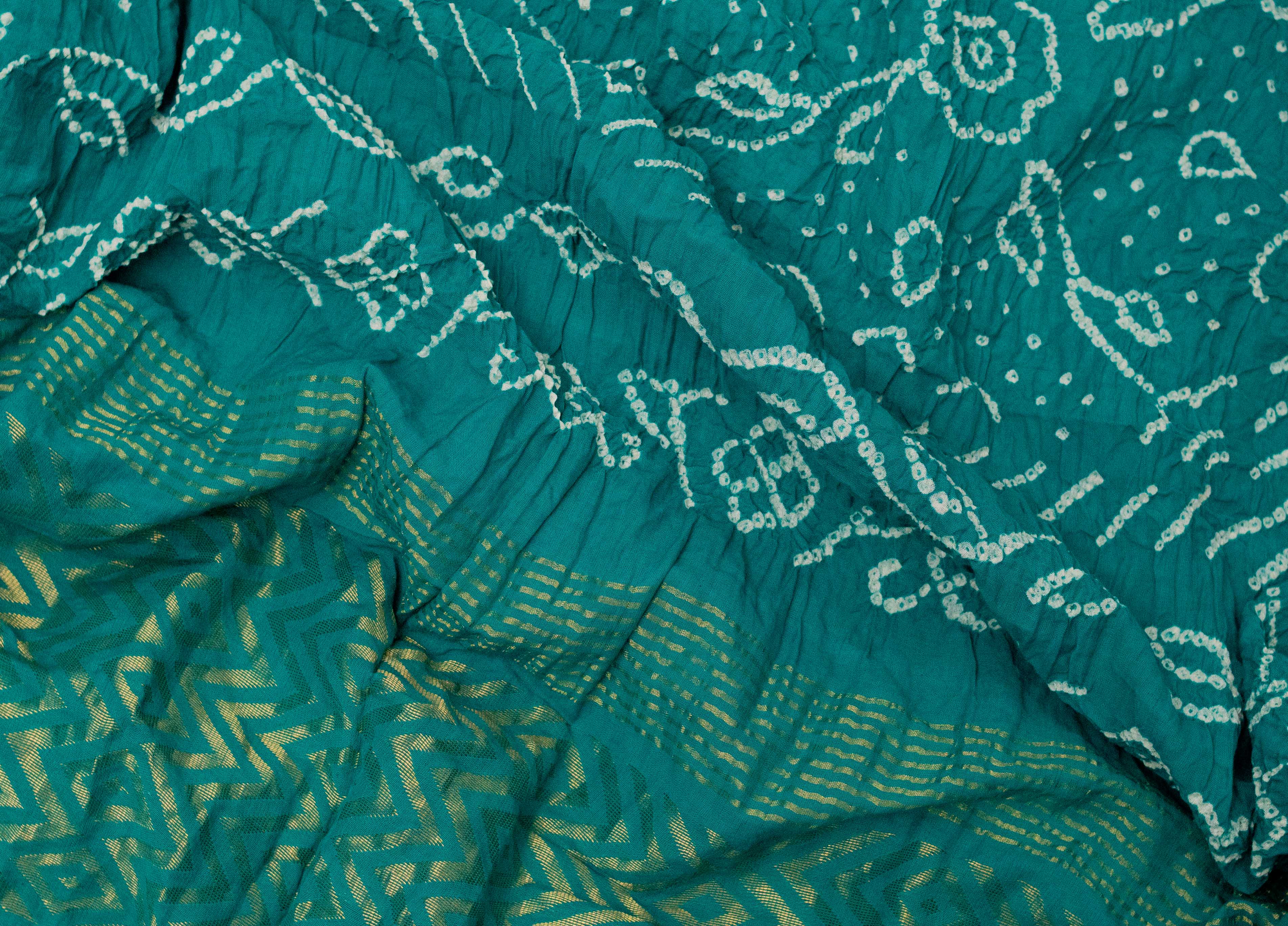 Pure Gajji Silk Half And Half Bandhani Saree – Kapaas Katha