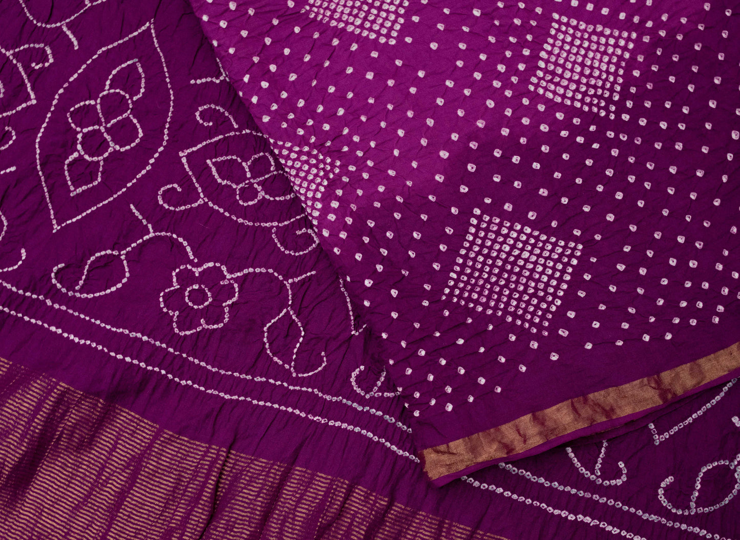 Pure Cotton Purple Bandhani Saree