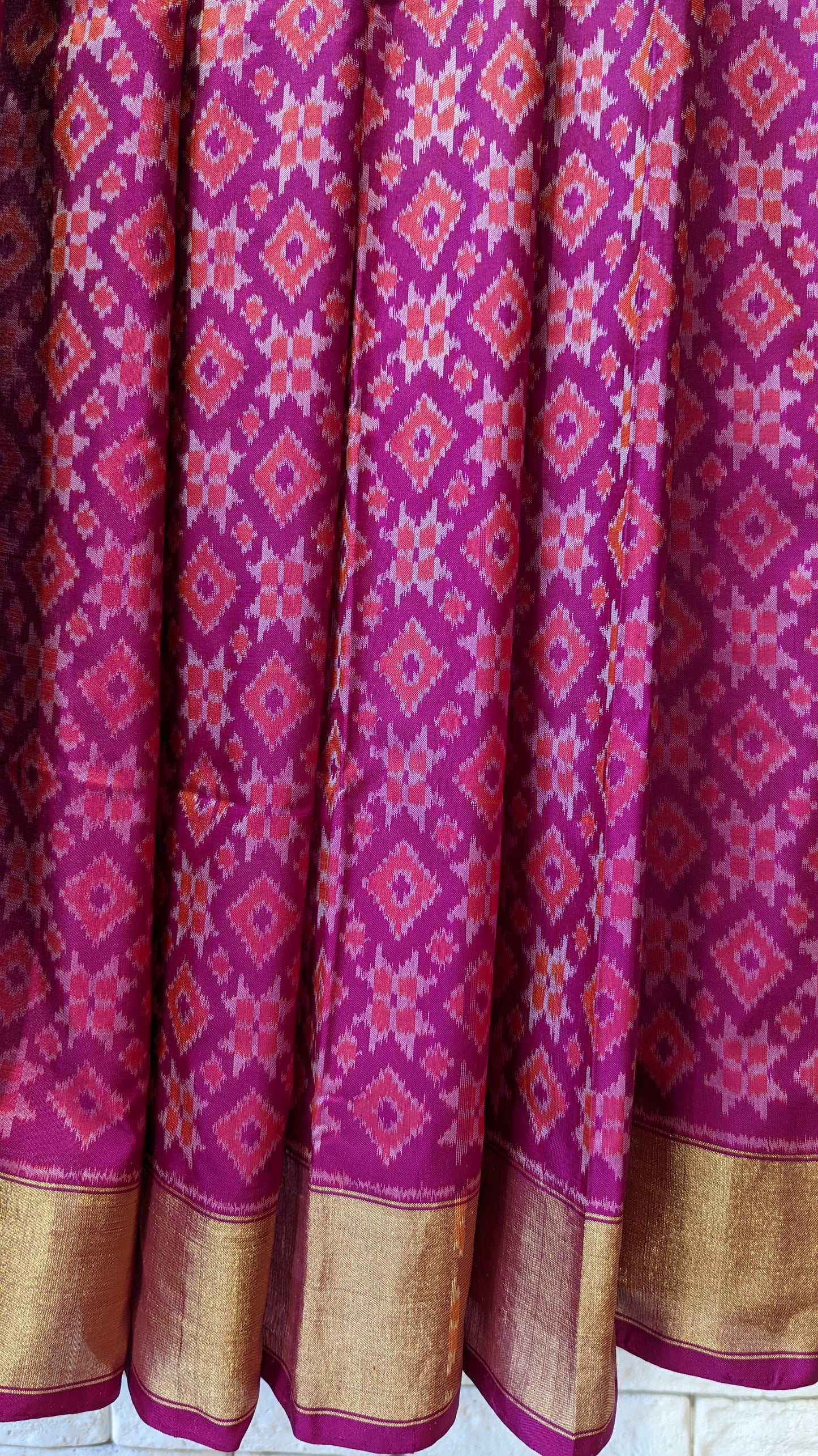 Handloom Pure Silk Pink Ikat Saree