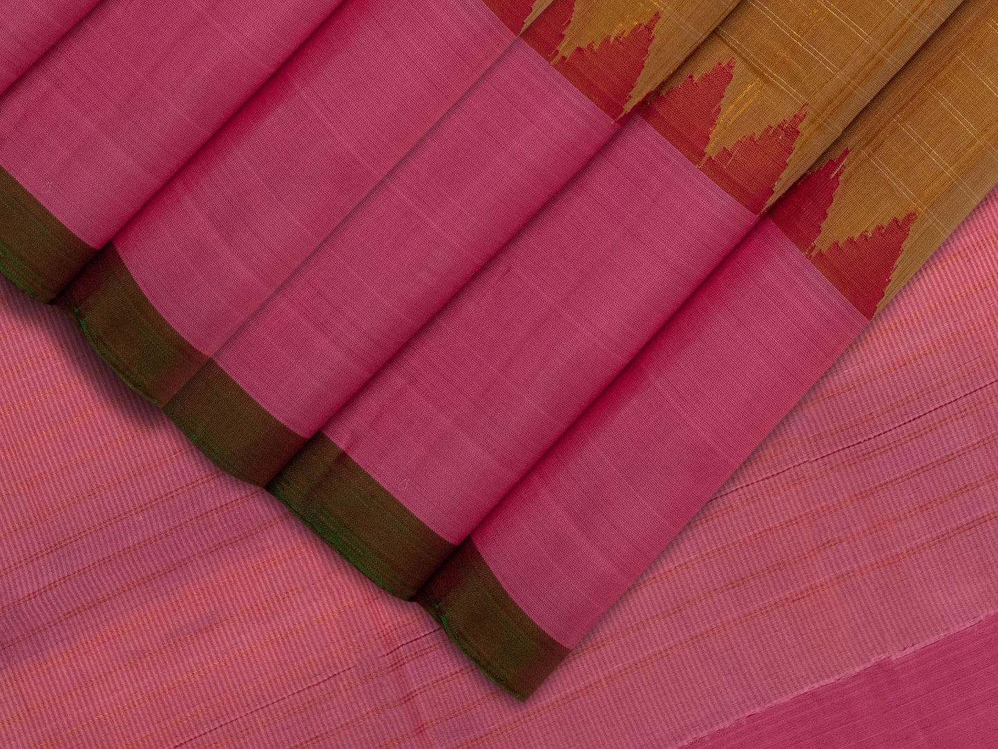 Handloom Pure silk Checks Gadwal saree in Beige with Pink Border