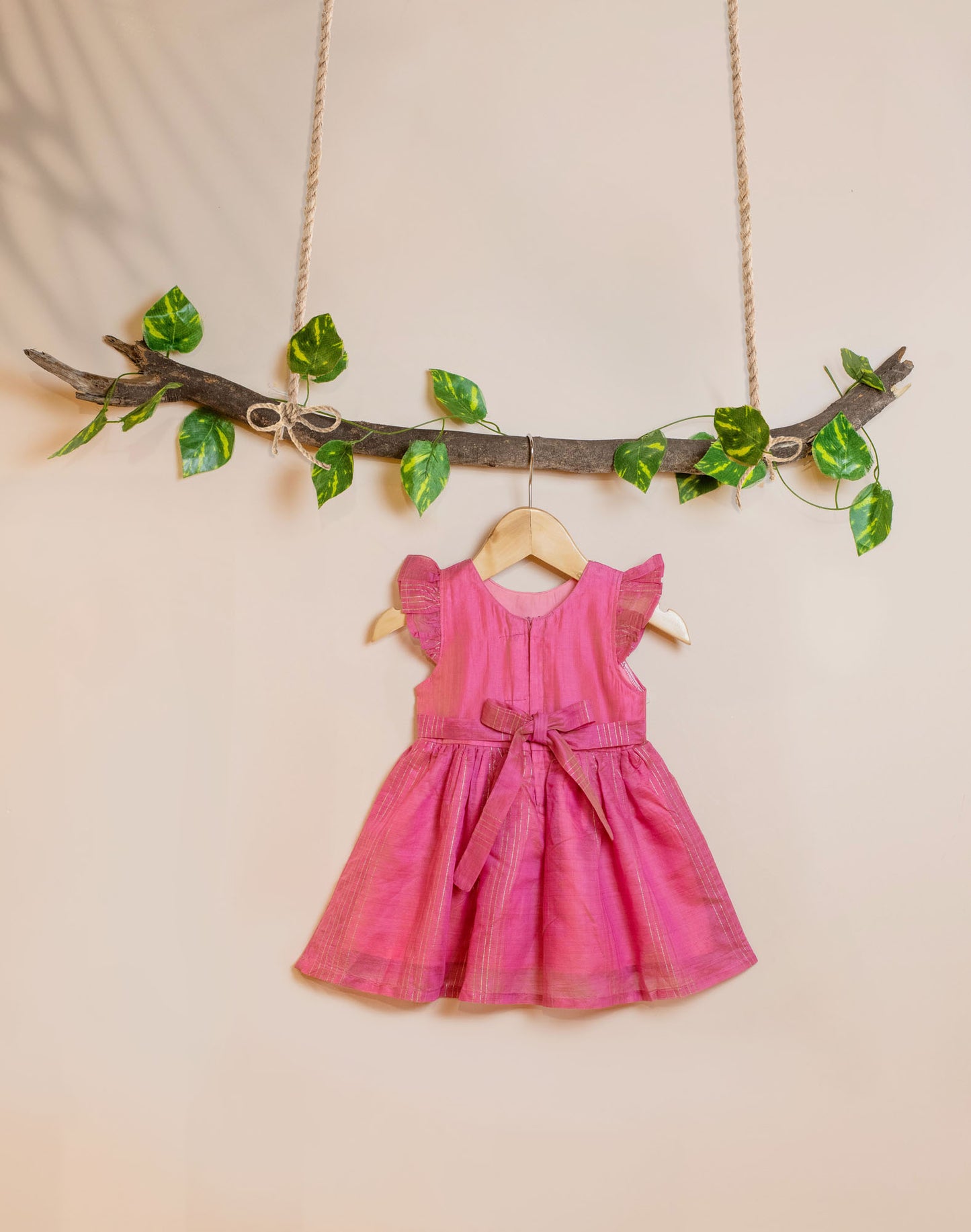 Chanderi Frock in Pink for kids