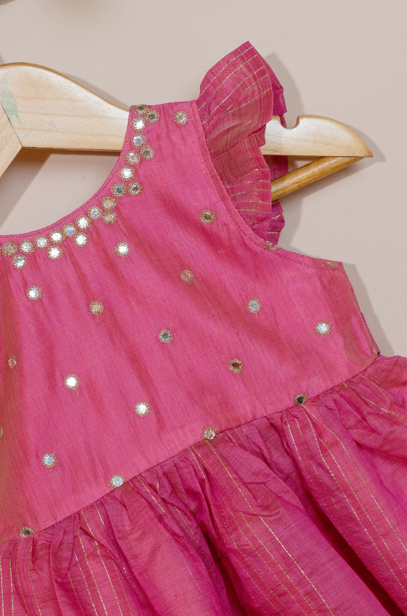 Chanderi Frock in Pink for kids