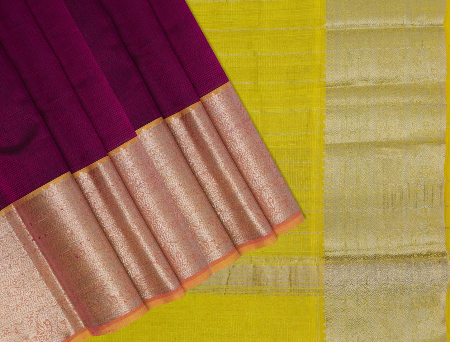 Handloom Silk Cotton Mangalgiri Saree in Fuchsia Pink Colour with Kanchi Border