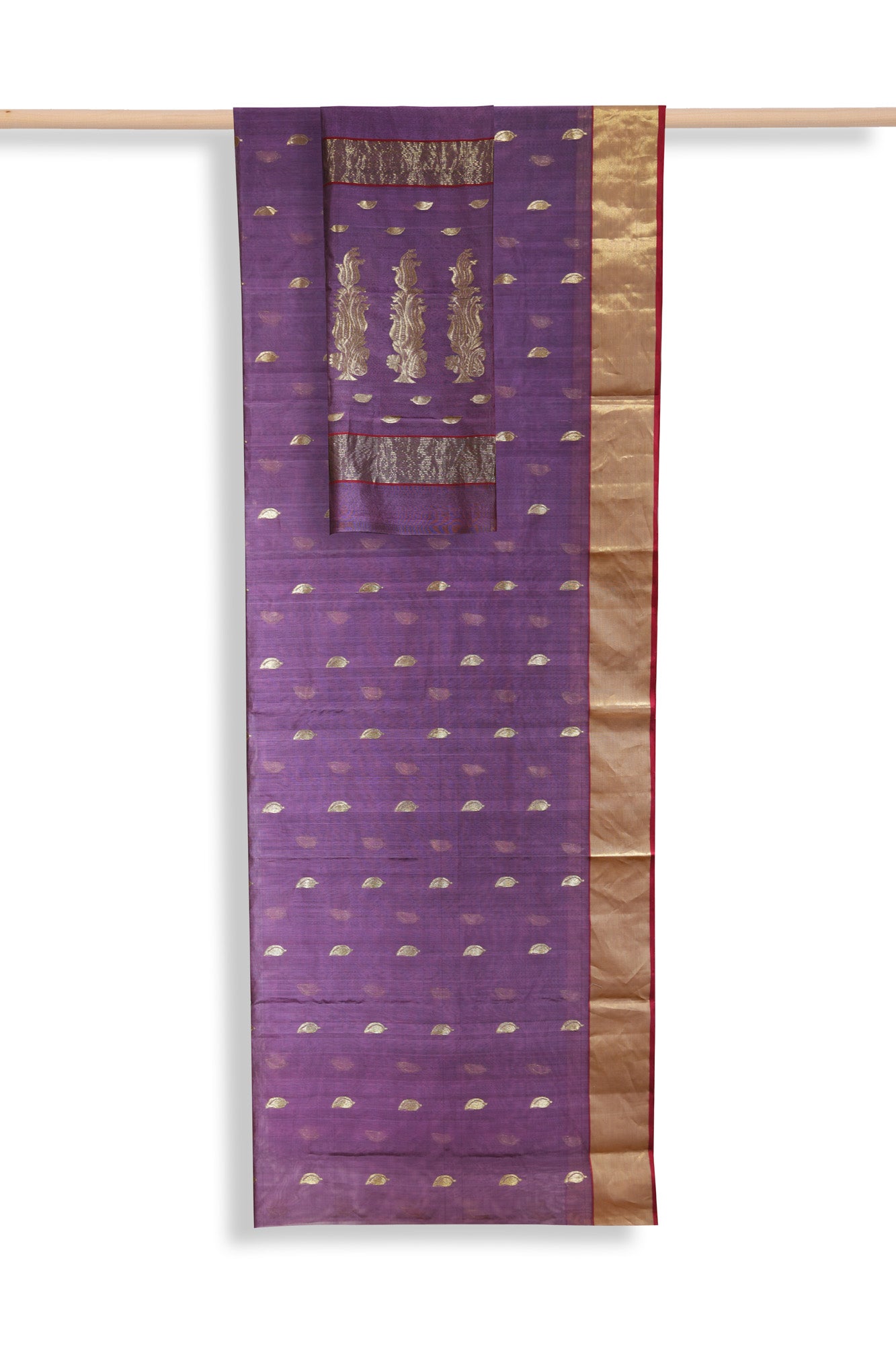 Purple handwoven chanderi saree - EARTHICA