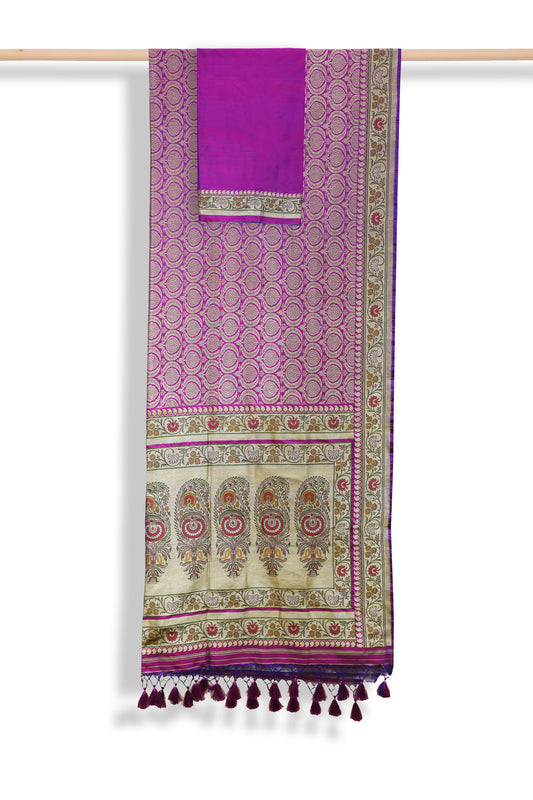 Purple banaras brocade silk saree - EARTHICA