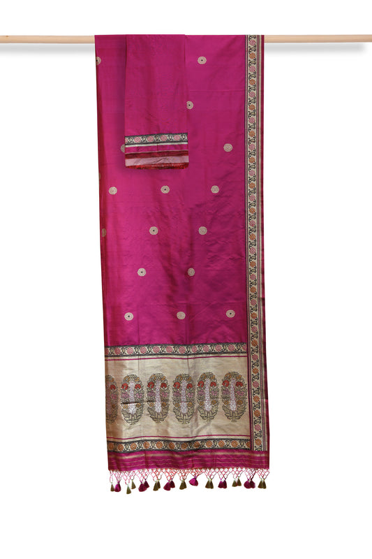 Pink banaras brocade silk saree - EARTHICA
